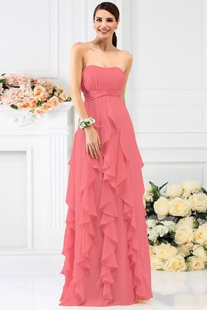 Robe demoiselle d'honneur plissage longue avec chiffon de bustier manche nulle