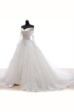 Robe de mariée naturel en tulle col en forme de cœur appliques avec décoration dentelle