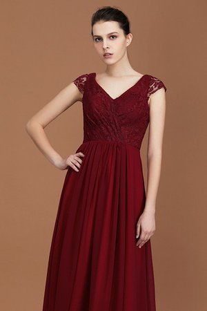 Robe demoiselle d'honneur avec manche courte plus récent v encolure ruché en chiffon