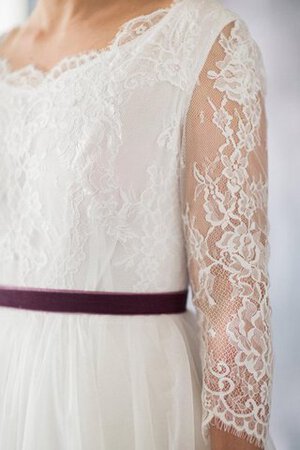 Robe de mariée naturel de traîne moyenne en organza avec ruban avec sans manches