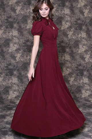 Robe demoiselle d'honneur vintage elevé noeud avec manche courte avec nœud à boucles