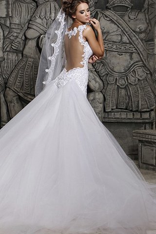 Robe de mariée chic impressioé avec sans manches de traîne moyenne brodé