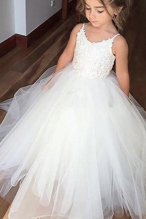 Robe cortège fille naturel avec fleurs de mode de bal manche nulle au niveau de cou