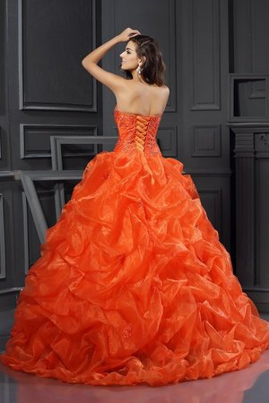 Robe de quinceanera longue naturel avec sans manches en organza cordon