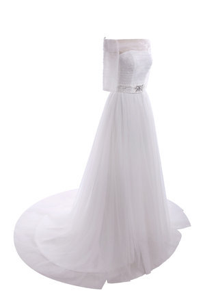 Robe de mariée formelle facile versicolor col en bateau en tulle