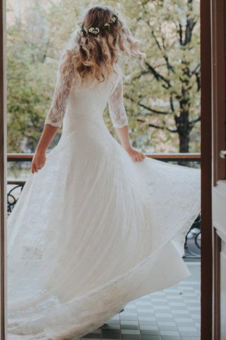 Robe de mariée sobre de traîne moyenne avec ruban en dentelle de traîne mi-longue