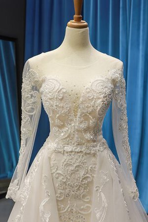 Robe de mariée énergique textile en tulle avec manche longue longue discrete