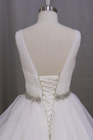 Robe de mariée ruché de mode de bal de traîne courte v encolure manche nulle