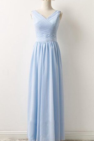 Robe demoiselle d'honneur avec zip avec chiffon v encolure longueru au niveau de sol a-ligne