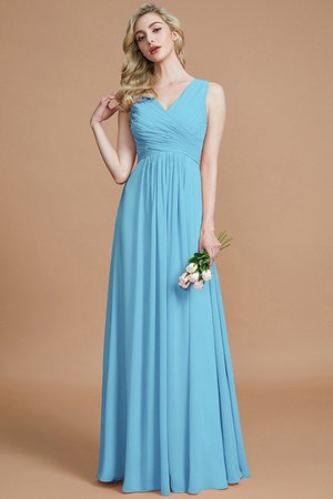 Robe demoiselle d'honneur fermeutre eclair manche nulle ruché ligne a avec chiffon