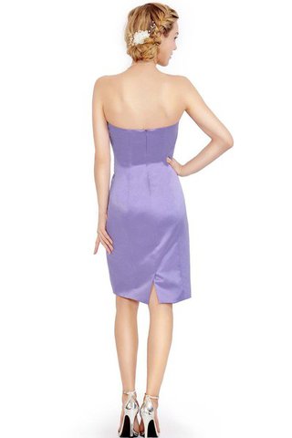 Robe de graduation naturel ruché en satin au niveau de genou col en forme de cœur