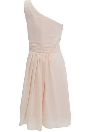 Robe demoiselle d'honneur bref naturel avec chiffon d'épaule asymétrique ruché