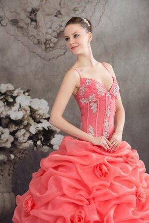 Robe de quinceanera decoration en fleur de mode de bal bandouliere spaghetti de lotus