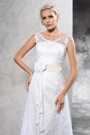 Robe de mariée longue naturel maillot avec lacets en satin