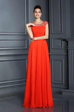 Robe de soirée longue de princesse col en bateau avec perle avec sans manches