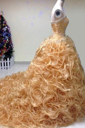 Robe de quinceanera longue en organza fermeutre eclair col en forme de cœur cordon