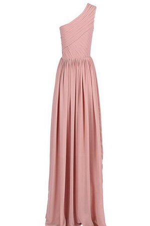 Robe demoiselle d'honneur naturel plissage d'épaule asymétrique avec chiffon avec fronce