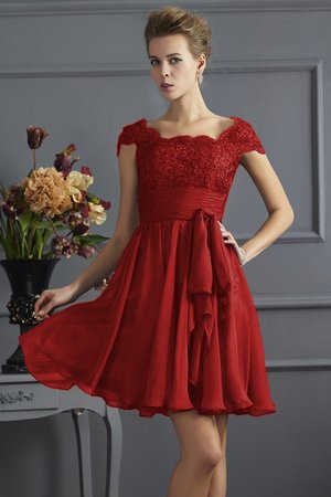 Robe demoiselle d'honneur bref avec manche courte avec zip ligne a avec chiffon