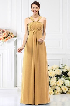 Robe demoiselle d'honneur longue plissé a-ligne en chiffon fermeutre eclair