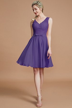 Robe demoiselle d'honneur courte ligne a fermeutre eclair manche nulle avec chiffon