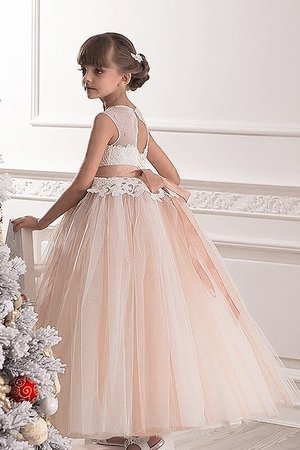 Robe cortège fille naturel textile en tulle ceinture avec fleurs de mode de bal