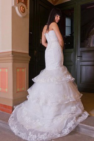 Robe de mariée avec perle manche nulle de sirène avec zip avec gradins