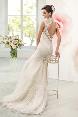 Robe de mariée delicat attirent longue avec décoration dentelle manche nulle