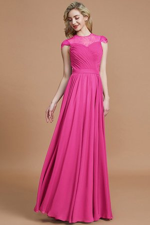 Robe demoiselle d'honneur naturel ligne a de princesse en chiffon avec manche courte