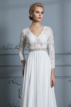 Robe de mariée passionnant avec manche 3/4 ligne a v encolure de princesse