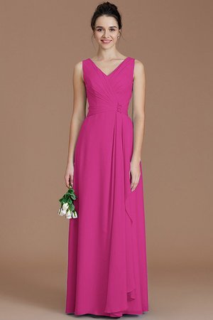 Robe demoiselle d'honneur avec chiffon ruché avec zip v encolure jusqu'au sol