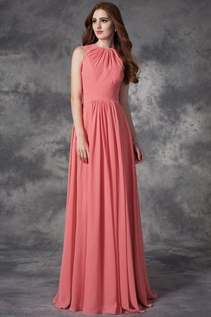 Robe demoiselle d'honneur naturel longue au niveau de cou de princesse en chiffon