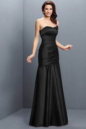 Robe demoiselle d'honneur longue ligne a ruché en satin avec zip