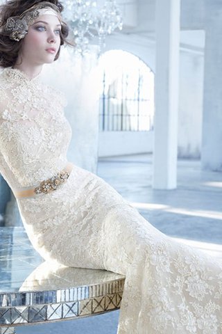 Robe de mariée intemporel avec cristal avec ruban avec décoration dentelle jusqu'au sol