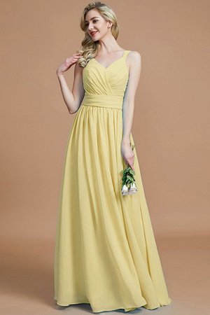 Robe demoiselle d'honneur naturel en chiffon ligne a jusqu'au sol manche nulle