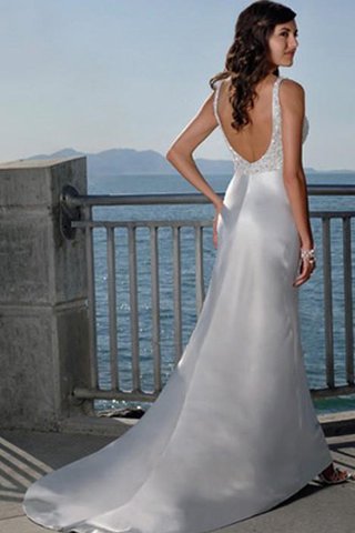 Robe de mariée pailleté facile en plage v encolure en satin