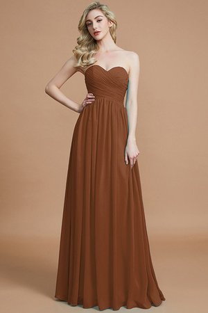 Robe demoiselle d'honneur naturel en chiffon ruché jusqu'au sol manche nulle