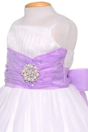 Robe cortège fille ruché avec perle a-ligne manche nulle