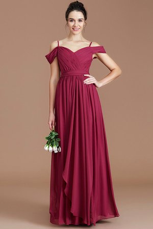 Robe demoiselle d'honneur a-ligne epaule nue de princesse manche nulle avec chiffon