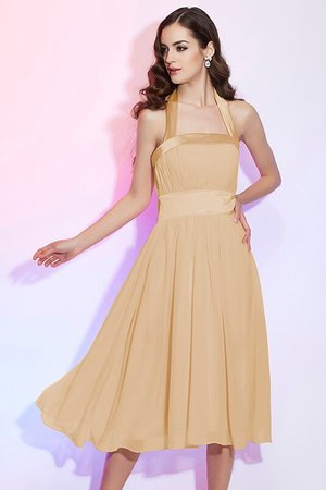 Robe demoiselle d'honneur bref naturel avec chiffon au drapée de princesse