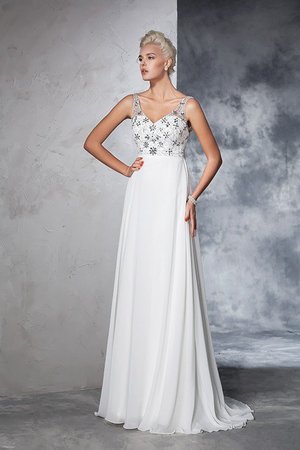 Robe de mariée longue a-ligne de tour de ceinture empire de princesse en chiffon