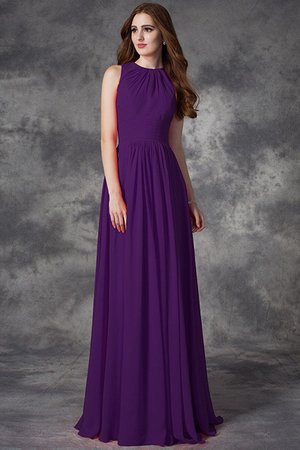 Robe demoiselle d'honneur naturel longue au niveau de cou de princesse en chiffon