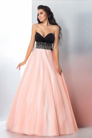 Robe de quinceanera longue de mode de bal avec zip en satin avec perle