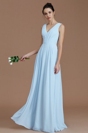 Robe demoiselle d'honneur naturel jusqu'au sol v encolure avec zip de princesse