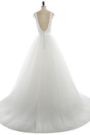 Robe de mariée simple officiel pailleté versicolor avec manche courte