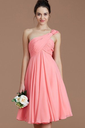 Robe demoiselle d'honneur bref avec chiffon de princesse ruché manche nulle