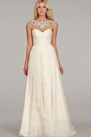 Robe de mariée moderne noeud en plage en organza col en bateau