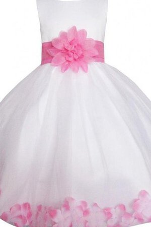 Robe cortège fille a-ligne avec nœud fermeutre eclair textile en tulle avec sans manches