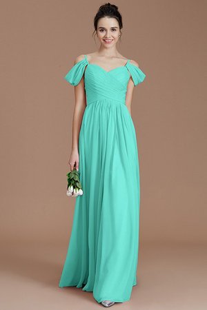 Robe demoiselle d'honneur naturel fermeutre eclair en chiffon ruché ligne a