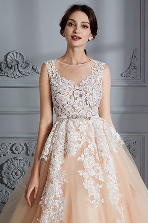 Robe de mariée naturel de mode de bal manche nulle textile en tulle col u profond