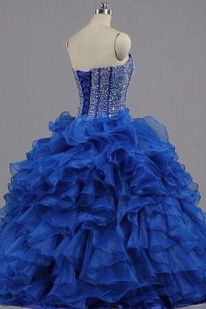 Robe de quinceanera naturel avec perle en organza manche nulle avec décoration dentelle